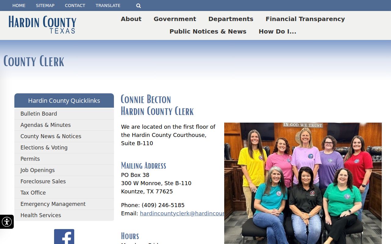 Hardin County warrant records: County Clerk misdemeanor record office page