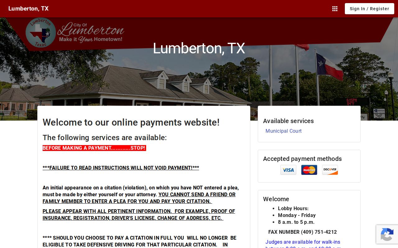 Hardin County warrant records: Lumberton citation payment and plan portal