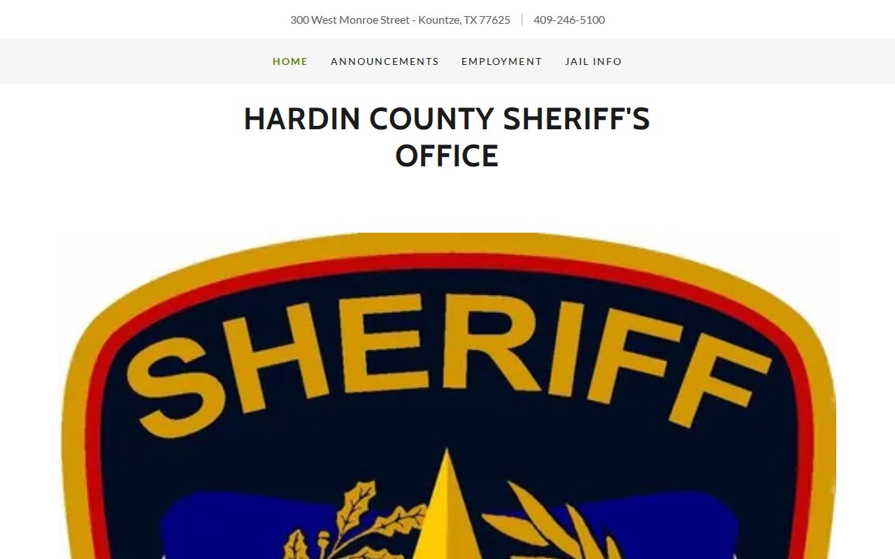Hardin County warrant records: Sheriff's Office homepage divisions and contacts